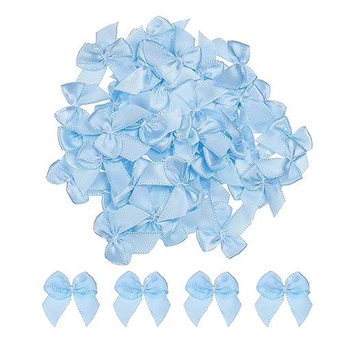 QUARKZMAN 150 Stück Mini-Schleifenbänder 1" Mini-Stoff-Satin-Schleifenblumen für Basteln, DIY, Nähen, Hochzeit, Geburtstagsfeier, Blau von QUARKZMAN