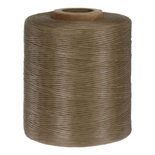QUARKZMAN 150D 0,8 mm Flaches Gewachstes Garn 1061 Yards Polyester Leder Nähen Gewachstes Faden Hand Nähen Gewachstes Seil für Leder Nähen Buchbinden DIY Handwerk Grau Braun von QUARKZMAN