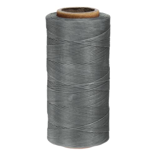 QUARKZMAN 150D 0,8 mm Flaches Gewachstes Garn 284 Yards Polyester Leder Nähen Gewachstes Faden Hand Nähen Gewachstes Kordel für Leder Nähen Buchbinden DIY Handwerk Silbergrau von QUARKZMAN