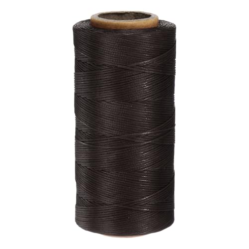 QUARKZMAN 150D 0,8 mm Flaches Gewachstes Garn 284 Yards Polyester Leder Nähen Gewachstes Faden Hand Nähen Gewachstes Seil für Leder Nähen Buchbinden DIY Handwerk Dunkelbraun von QUARKZMAN