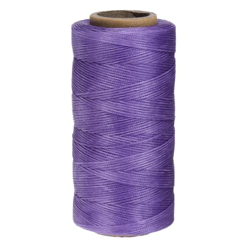 QUARKZMAN 150D 0,8 mm Flaches Gewachstes Garn 284 Yards Polyester Leder Nähen Gewachstes Faden Hand Nähen Gewachstes Seil für Leder Nähen Buchbinden DIY Handwerk Dunkellila von QUARKZMAN