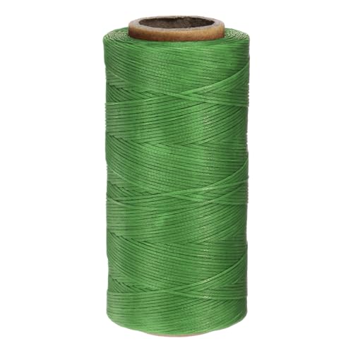 QUARKZMAN 150D 0,8 mm Flaches Gewachstes Garn 284 Yards Polyester Leder Nähen Gewachstes Faden Hand Nähen Gewachstes Seil für Leder Nähen Buchbinden DIY Handwerk Grün von QUARKZMAN