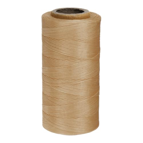 QUARKZMAN 150D 0,8 mm Flaches Gewachstes Garn 284 Yards Polyester Leder Nähen Gewachstes Faden Hand Nähen Gewachstes Seil für Leder Nähen Buchbinden DIY Handwerk Ingwer Gelb von QUARKZMAN
