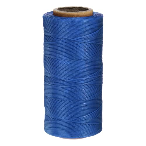 QUARKZMAN 150D 0,8 mm Flaches Gewachstes Garn 284 Yards Polyester Leder Nähen Gewachstes Faden Hand Nähen Gewachstes Seil für Leder Nähen Buchbinden DIY Handwerk Saphirblau von QUARKZMAN