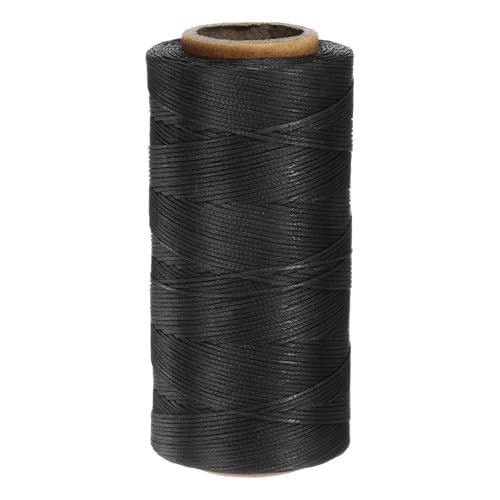 QUARKZMAN 150D 0,8 mm Flaches Gewachstes Garn 284 Yards Polyester Leder Nähen Gewachstes Faden Hand Nähen Gewachstes Seil für Leder Nähen Buchbinden DIY Handwerk Schwarz von QUARKZMAN