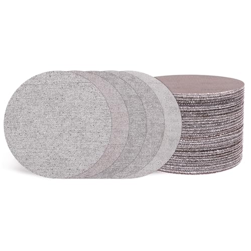 QUARKZMAN 150mm Mesh Schleifscheibe, 90 Stück 80/100/120/150/180/220/320/400/600 Körnung Staubfreies Trockenbauschleifpapier Klett-Schleifpads für Trockenbau Spachtelboden von QUARKZMAN