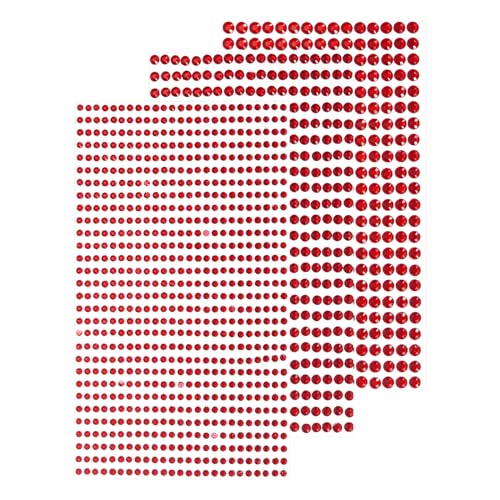 QUARKZMAN 1532 Stück 3 Blätter Strasssteine 3/4/5 mm Selbstklebende Strasssteine Glitzersticker für DIY-Dekoration Basteln, Rot von QUARKZMAN