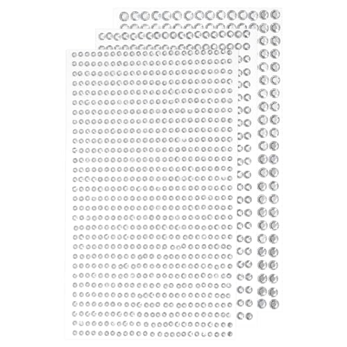 QUARKZMAN 1532 Stück 3 Blätter Strasssteine 3/4/5 mm Selbstklebende Strasssteine Glitzersticker für DIY-Dekoration Basteln, Silber von QUARKZMAN