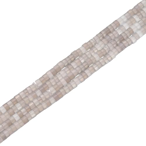 QUARKZMAN 155 Stück NaturZwischenperlen, 4mm Zwischenperlen lose halbflache runde Edelsteinperlen für Schmuckherstellung DIY Basteln, Grauer Achat von QUARKZMAN
