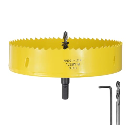 QUARKZMAN 156mm Lochsäge M42 Hss Dosenbohrer, Lochsägen-Set mit Sechskantschaft inklusive zwei Bohrern für Edelstahl, Metall, Aluminiumlegierung, Kupfer, Holz, Kunststoff, Gelb QUARKZMAN 156mm Lochsäge M42 Hss Dosenbohrer, Lochsägen-Set mit Sechskantschaft inklusive zwei Bohrern für Edelstahl, Metall, Aluminiumlegierung, Kupfer, Holz, Kunststoff, Gelb von QUARKZMAN