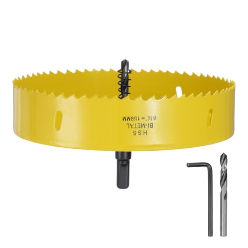 QUARKZMAN 159mm Lochsäge M42 Hss Dosenbohrer, Lochsägen-Set mit Sechskantschaft inklusive zwei Bohrern für Edelstahl, Metall, Aluminiumlegierung, Kupfer, Holz, Kunststoff, Gelb QUARKZMAN 159mm Lochsäge M42 Hss Dosenbohrer, Lochsägen-Set mit Sechskantschaft inklusive zwei Bohrern für Edelstahl, Metall, Aluminiumlegierung, Kupfer, Holz, Kunststoff, Gelb von QUARKZMAN