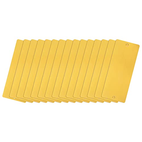 QUARKZMAN 15Stk 50x22x0.25mm Aluminium Leere Etiketten Rechteck Gravur Rohlinge Karte mit 2 Loch für Maschinen Namensschild Heimwerker Etikett Anhänger (Gold Ton) von QUARKZMAN