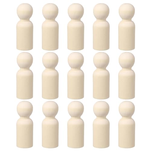 QUARKZMAN 15er Pack Holzstift, 2 Zoll Junge-Form Holzstift Menschen, Unvollendete Holzstift Menschen Körper Figuren für DIY Kunsthandwerk Malerei von QUARKZMAN