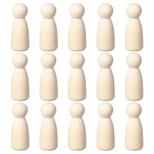 QUARKZMAN 15er Pack Holzstift, 2 Zoll Mädchen-Form Holzstift Menschen, Unvollendete Holzstift Menschen Körper Figuren für DIY Kunsthandwerk Malerei von QUARKZMAN