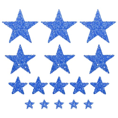 QUARKZMAN 16 Stück Sterne Patches zum Aufbügeln, 2 8cm Flicken zum Aufbügeln,Bestickte Aufnäher Bügelflicken für Hut Jacke Jeans Rucksäcke DIY Dekoration(Blau) von QUARKZMAN
