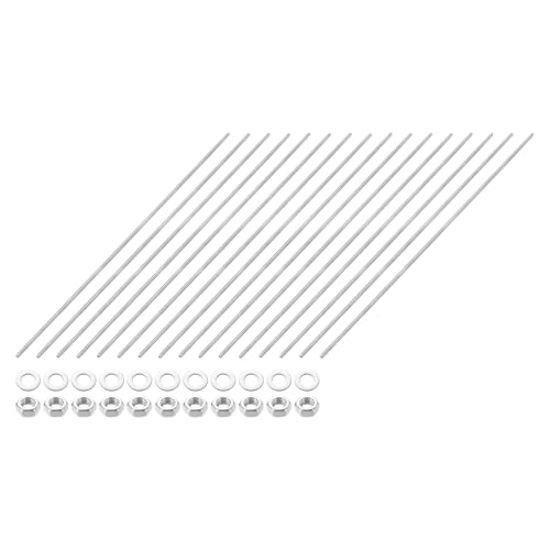 QUARKZMAN 16 Stück Vollgewindestange M3 x 250mm 201 Edelstahl Rechtsgewinde Stangen Mit Muttern Und Unterlegscheiben Vollgewindestange Für Klemmen, Aufhänger Und U-Bolzen von QUARKZMAN