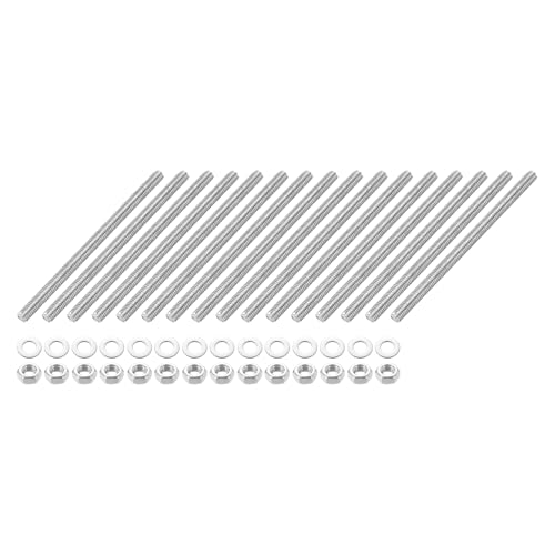 QUARKZMAN 16 Stück Vollgewindestangen M3 x 50mm 201 Edelstahl Rechtsgewinde Stangen Mit Muttern Und Unterlegscheiben Vollgewindestangen Für Klemmen, Aufhänger Und U-Bolzen von QUARKZMAN