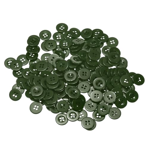 QUARKZMAN 160 Stück Knöpfe 15mm Bastelknöpfe Dunkelgrün Nähknöpfe Harz Rund Flach 4-Loch Kunststoffknöpfe für Nähen DIY Handwerk Scrapbooking Dekorieren Kleidung Mänteln Blusen Hemden von QUARKZMAN