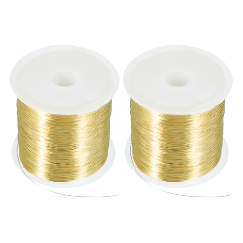QUARKZMAN 164 Fuß 28 Gauge Schmuckdraht Perlen Draht für Schmuckherstellung 50M/0,3 mm Blanker Kupferhandwerksperlen Draht für Halskette Armband Perlenbedarf, Gold Packung mit 2 QUARKZMAN 164 Fuß 28 Gauge Schmuckdraht Perlen Draht für Schmuckherstellung 50M/0,3 mm Blanker Kupferhandwerksperlen Draht für Halskette Armband Perlenbedarf, Gold Packung mit 2 von QUARKZMAN