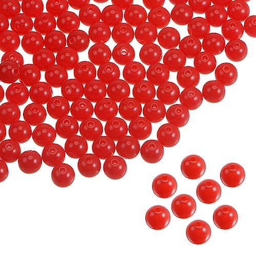 QUARKZMAN 1700Stk Acryl Runde Perlen 8mm Lose Handwerk Perle Sortiert Bonbon Farbe für Basteln Armband Ohrring Halskette Schmuck Herstellung Rot von QUARKZMAN