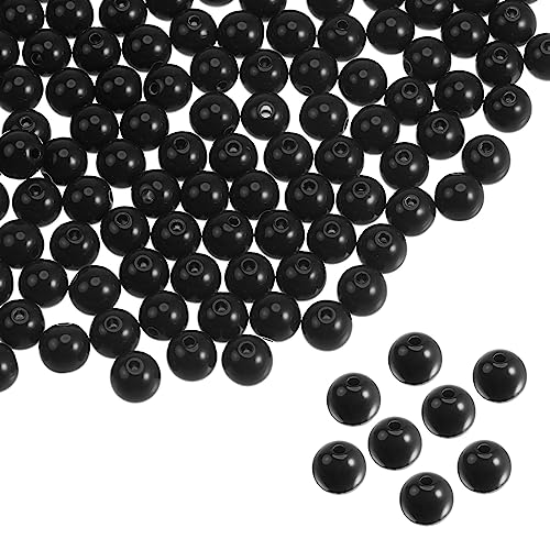 QUARKZMAN 1700Stk Acryl Runde Perlen 8mm Lose Handwerk Perle Sortiert Bonbon Farbe für Basteln Armband Ohrring Halskette Schmuck Herstellung Schwarz von QUARKZMAN