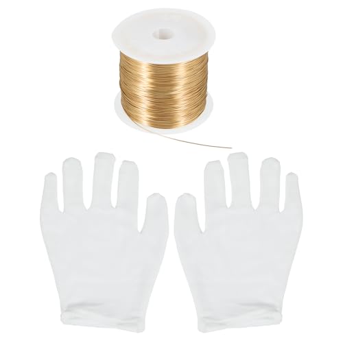 QUARKZMAN 171Ft 24 Gauge Schmuckdraht Basteldraht für Schmuckherstellung 52M/0.5mm Blankes Kupfer Basteldraht für Halskette Armband Schmuckzubehör, Hellgold von QUARKZMAN