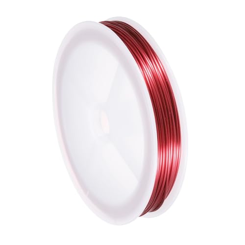 QUARKZMAN 18 Gauge(1MM) Kupferdraht für Schmuckherstellung, anlaufbeständiger Perlenfaden für Schmuckherstellung Handwerksbedarf, Rot, 15M von QUARKZMAN