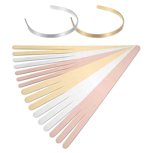 QUARKZMAN 18 Stück Armband-Rohlinge, (1/4"x 6", 3/8"x 6") Armreif-Rohlinge Manschettenarmband-Rohlinge aus Aluminium/Kupfer für DIY Armband Schmuckherstellung (Silber/Roségold/Gold) von QUARKZMAN
