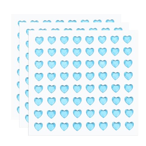 QUARKZMAN 192 Stück Herz-Rhinestone 6mm Selbstklebende Strasssteine Schmuckaufkleber für Schmuckherstellung, Valentins-Make-up, DIY-Basteln, Hellblau von QUARKZMAN