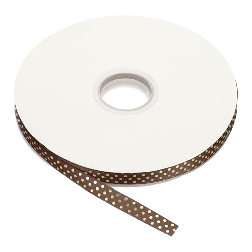 QUARKZMAN 1cm x 91m Polyester Satinband, Geschenkband mit Goldpunkten bunte bänder Stoffband für Geschenkschleife DIY Basteln Ostern Halloween Hochzeit Party, Schleifenband Kaffee von QUARKZMAN