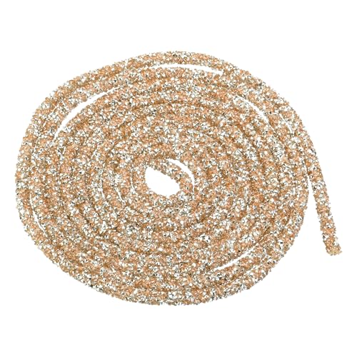 QUARKZMAN 2,5 Yard 7mm 0,28 Zoll Glitzer Pailletten Seil Pailletten Strass Schlauch Kordel für DIY Hochzeitskleider Kostüm Kleidung Schuhe Schmuck Accessoire Champagner von QUARKZMAN