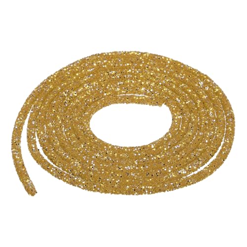 QUARKZMAN 2,5 Yard 7mm 0,28 Zoll Glitzer Pailletten Seil Pailletten Strass Schlauch Kordel für DIY Hochzeitskleider Kostüm Kleidung Schuhe Schmuck Accessoire Gold von QUARKZMAN