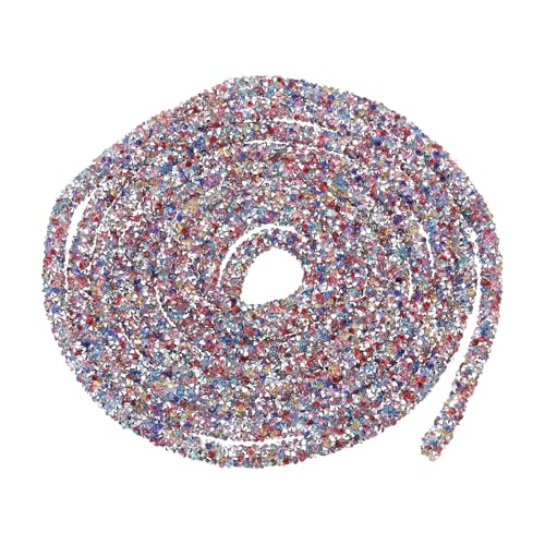 QUARKZMAN 2,5 Yard 7mm 0,28 Zoll Glitzer Pailletten Seil Pailletten Strass Schlauch Kordel für DIY Hochzeitskleider Kostüm Kleidung Schuhe Schmuck Accessoire Multicolor von QUARKZMAN