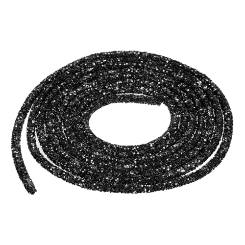 QUARKZMAN 2,5 Yard 7mm 0,28 Zoll Glitzer Pailletten Seil Pailletten Strass Schlauch Kordel für DIY Hochzeitskleider Kostüm Kleidung Schuhe Schmuck Accessoire Schwarz von QUARKZMAN