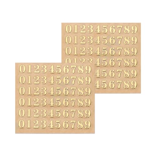 QUARKZMAN 2 Blätter Nummernaufkleber aus Harz 3D Klein 1 bis 9 Gold Mini Nummernaufkleber Metallischer Glanzlegierung für Harz-Nagel-Scrapbooking 3mm von QUARKZMAN