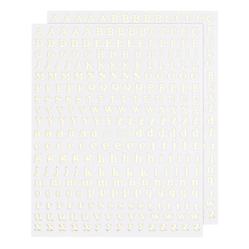 QUARKZMAN 2 Blatt 3D Nagelsticker mit Englischen Buchstaben A-Z, Selbstklebende Nail Art Sticker, Nagel Aufkleber, Nageldesign Zubehör, Handyhüllen DIY Dekorationen (Gold) von QUARKZMAN