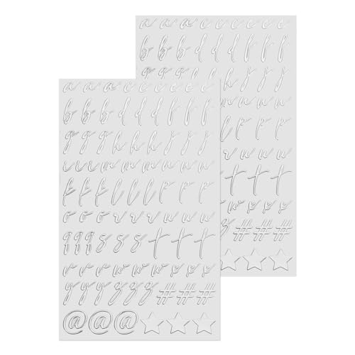QUARKZMAN 2 Bögen Kursive Buchstaben Aufkleber für Harz Nägel 3D Kleine Silberne Alphabet Aufkleber Metalllegierung für Epoxidharz Gießen Scrapbooking QUARKZMAN 2 Bögen Kursive Buchstaben Aufkleber für Harz Nägel 3D Kleine Silberne Alphabet Aufkleber Metalllegierung für Epoxidharz Gießen Scrapbooking von QUARKZMAN