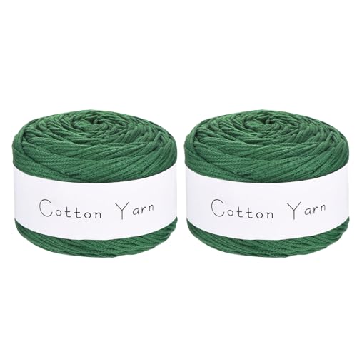 QUARKZMAN 2 Knäuel Baumwollgarn, 100% Baumwoll-Chunky-Garn zum Handstricken, Deckengarn zum Häkeln Jedes von 204g/7,20oz (Pro Knäuel 150m/164 Yard)/Grasgrün von QUARKZMAN