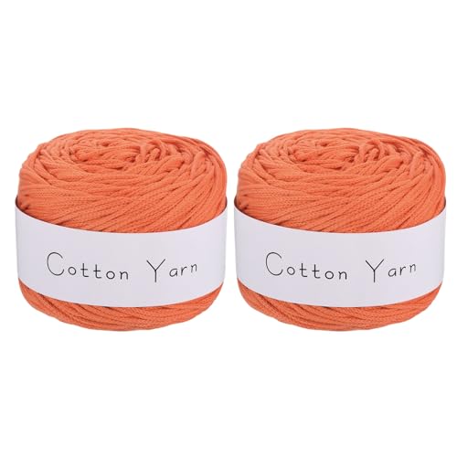QUARKZMAN 2 Knäuel Baumwollgarn, 100% Baumwoll-Chunky-Garn zum Handstricken, Deckengarn zum Häkeln Jedes von 207g/7,30oz (Pro Knäuel 150m/164 Yard)/Leuchtendes Orange von QUARKZMAN