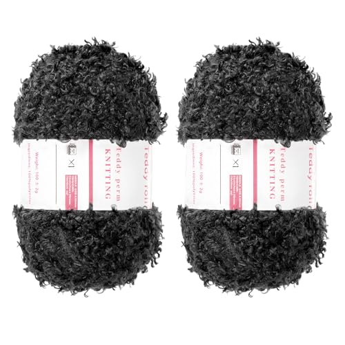 QUARKZMAN 2 Knäuel Pelzgarn Weiches Flauschiges Chunky-Garn Flauschiges Wimperngarn Schwarz zum Häkeln Stricken Kleidungstasche - 55Yard/50m, 3,12ozx2 QUARKZMAN 2 Knäuel Pelzgarn Weiches Flauschiges Chunky-Garn Flauschiges Wimperngarn Schwarz zum Häkeln Stricken Kleidungstasche - 55Yard/50m, 3,12ozx2 von QUARKZMAN