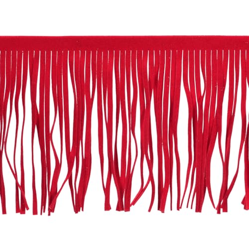QUARKZMAN 2 Meter 8 Zoll PU-Leder Fransenborte Doppelseitige Leder Nähen Quasten Fransen für DIY Nähen Kleid Handwerk Rock Dekoration, leuchtendes Rot QUARKZMAN 2 Meter 8 Zoll PU-Leder Fransenborte Doppelseitige Leder Nähen Quasten Fransen für DIY Nähen Kleid Handwerk Rock Dekoration, leuchtendes Rot von QUARKZMAN
