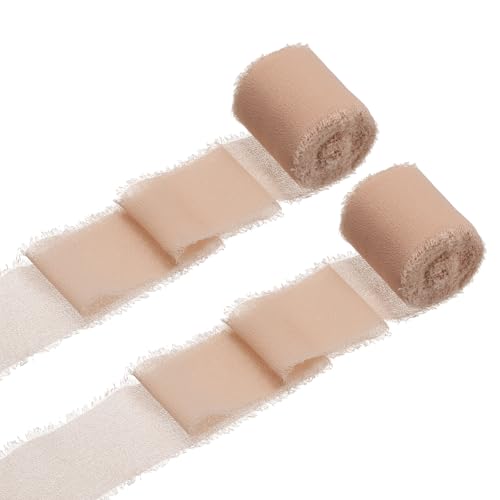 QUARKZMAN 2 Rollen Chiffonband, 1,5 Zoll x 5 Yard handgefertigtes Fransen-Seidenband für Blumenstraußverpackung Hochzeitsdekoration Braut DIY Basteln Dunkelrosa QUARKZMAN 2 Rollen Chiffonband, 1,5 Zoll x 5 Yard handgefertigtes Fransen-Seidenband für Blumenstraußverpackung Hochzeitsdekoration Braut DIY Basteln Dunkelrosa von QUARKZMAN