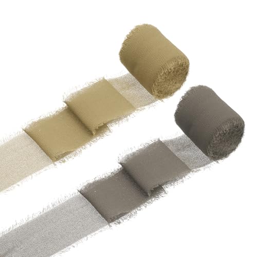 QUARKZMAN 2 Rollen Chiffonband, 1,5 Zoll x 5 Yard handgefertigtes Fransen-Seidenband für Blumenstraußverpackung Hochzeitsdekoration Braut DIY Basteln Khaki/Tiefes Khaki QUARKZMAN 2 Rollen Chiffonband, 1,5 Zoll x 5 Yard handgefertigtes Fransen-Seidenband für Blumenstraußverpackung Hochzeitsdekoration Braut DIY Basteln Khaki/Tiefes Khaki von QUARKZMAN