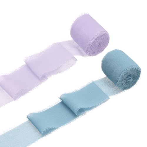 QUARKZMAN 2 Rollen Geschenkband Chiffonband, 3.8cm x 4.5m Fransen chiffon Seidenband Stoffband für Blumenstrauß Geburtstag Hochzeit Dekoration Braut DIY Basteln, Bänder Lila/Blau QUARKZMAN 2 Rollen Geschenkband Chiffonband, 3.8cm x 4.5m Fransen chiffon Seidenband Stoffband für Blumenstrauß Geburtstag Hochzeit Dekoration Braut DIY Basteln, Bänder Lila/Blau von QUARKZMAN