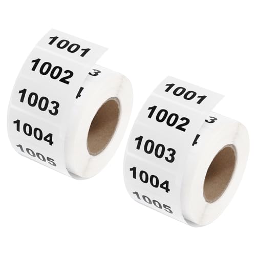 QUARKZMAN 2 Rollen Inventarnummernaufkleber, 1001-2000 fortlaufend nummerierte Etiketten Selbstklebende wasserdichte Etiketten Tag für die Lagerklassifizierungsmaterialien (1,6x0,8 Zoll) von QUARKZMAN