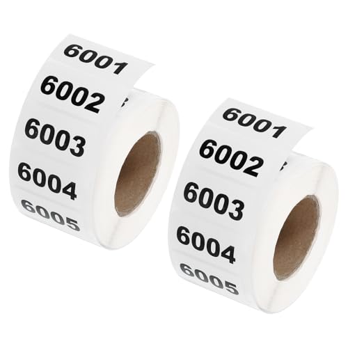 QUARKZMAN 2 Rollen Inventarnummernaufkleber, 6001-7000 fortlaufend nummerierte Etiketten Selbstklebende wasserdichte Etiketten Tag für die Lagerklassifizierung von Materialien (1,6x0,8 Zoll) von QUARKZMAN