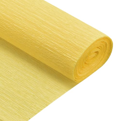 QUARKZMAN 2 Rollen Krepppapier 50 x 210 cm Kräuselpapier Pastell Crepe Paper Seidenpapier Floristenkrepp Crepe-Papier zum Basteln Dekoration Geschenk Verpackung Blumen, Gelb von QUARKZMAN
