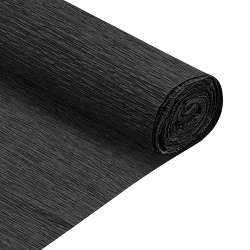 QUARKZMAN 2 Rollen Krepppapier 50 x 210 cm Kräuselpapier Pastell Crepe Paper Seidenpapier Floristenkrepp Crepe-Papier zum Basteln Dekoration Geschenk Verpackung Blumen, Schwarz von QUARKZMAN
