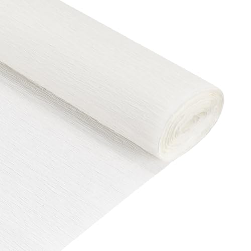 QUARKZMAN 2 Rollen Krepppapier 50 x 210 cm Kräuselpapier Pastell Crepe Paper Seidenpapier Floristenkrepp Crepe-Papier zum Basteln Dekoration Geschenk Verpackung Blumen, Weiß von QUARKZMAN