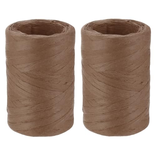 QUARKZMAN 2 Rollen Raffia-Papierband Großpackung, 1/4 Zoll breit 110 Yards braunes Schnurpapiergarn für DIY-Handwerk, Weben, Dekoration, Geschenkverpackung von QUARKZMAN